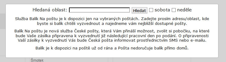 BALÍK NA POŠTU FORMULÁŘ