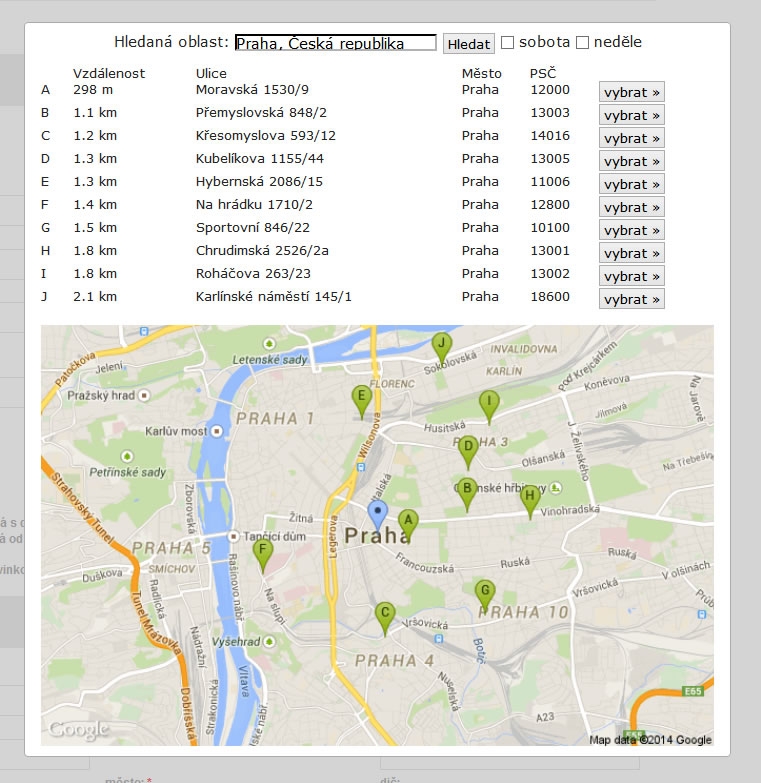 ČESKÁ POŠTA BALÍK NA POŠTU S MAPOU