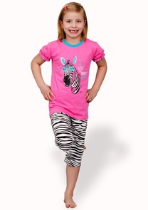 Dětské pyžamo s obrázkem zebry a capri kalhotami