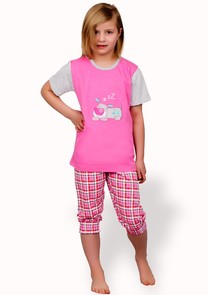 Dětské pyžamo s obrázkem pejska a capri kalhotami